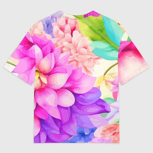 Женская футболка оверсайз Ежик в цветах / 3D-принт – фото 2