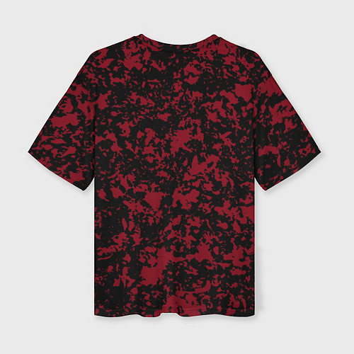 Женская футболка оверсайз Красно-чёрная пятнистая текстура / 3D-принт – фото 2