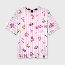 Женская футболка оверсайз Барби - розовая полоска и аксессуары