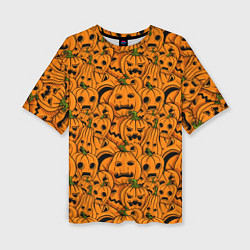 Футболка оверсайз женская Страшные тыквы, цвет: 3D-принт