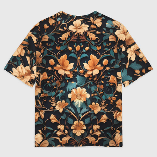 Женская футболка оверсайз Паттерн из цветов и птиц / 3D-принт – фото 2