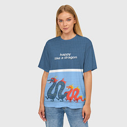 Футболка оверсайз женская Счастливые драконы, цвет: 3D-принт — фото 2