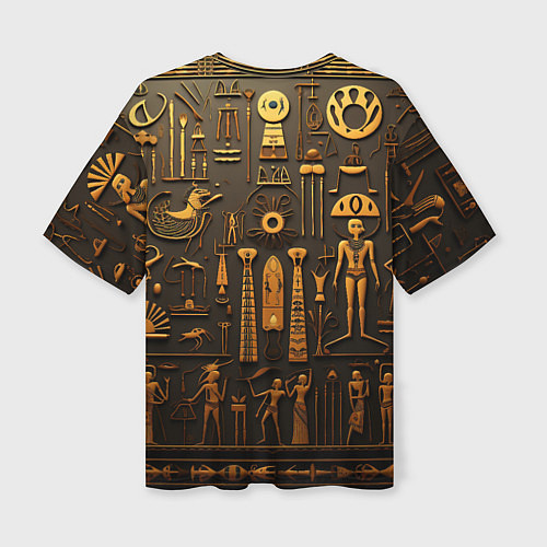 Женская футболка оверсайз Арт в стиле египетских письмен / 3D-принт – фото 2