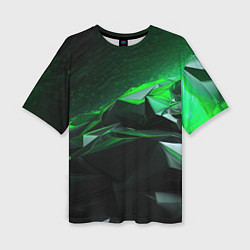 Женская футболка оверсайз Green abstract geometry