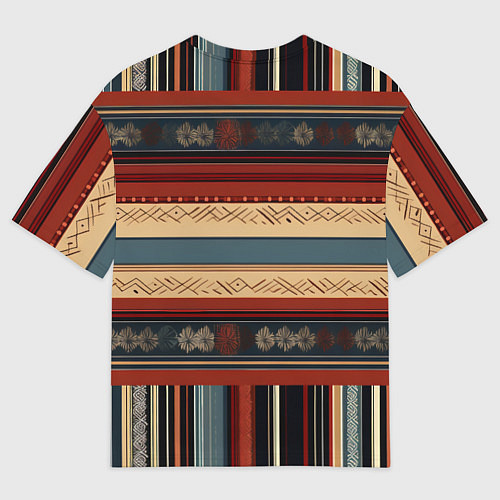 Женская футболка оверсайз Этнический принт в полоску / 3D-принт – фото 2