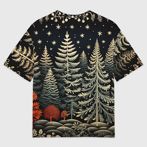 Женская футболка оверсайз Новогоднее настроение лес / 3D-принт – фото 2