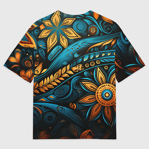 Женская футболка оверсайз Узор с растительными элементами / 3D-принт – фото 2