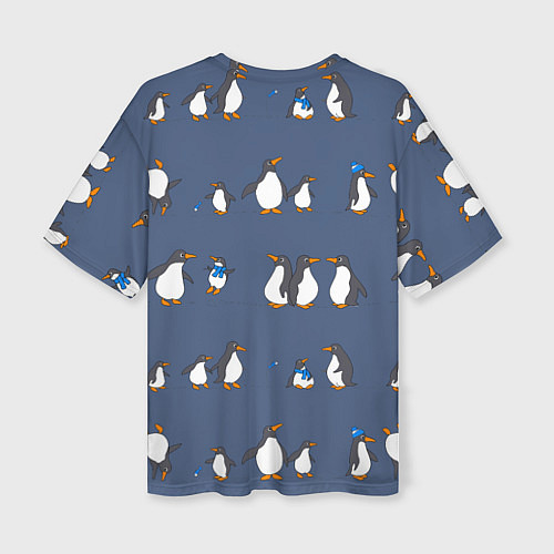 Женская футболка оверсайз Забавное семейство пингвинов / 3D-принт – фото 2