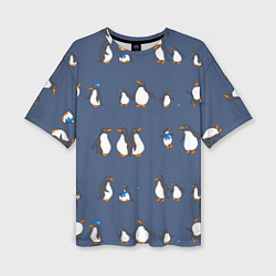 Женская футболка оверсайз Забавное семейство пингвинов