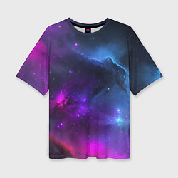 Женская футболка оверсайз Бескрайний космос фиолетовый