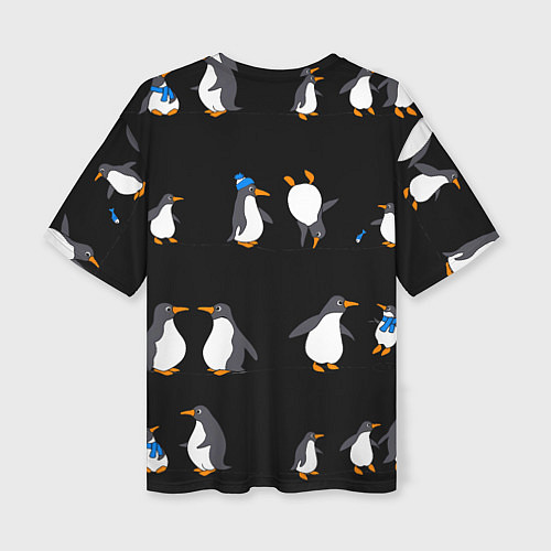 Женская футболка оверсайз Веселая семья пингвинов / 3D-принт – фото 2