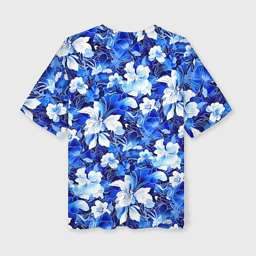 Женская футболка оверсайз Голубой цветник / 3D-принт – фото 2