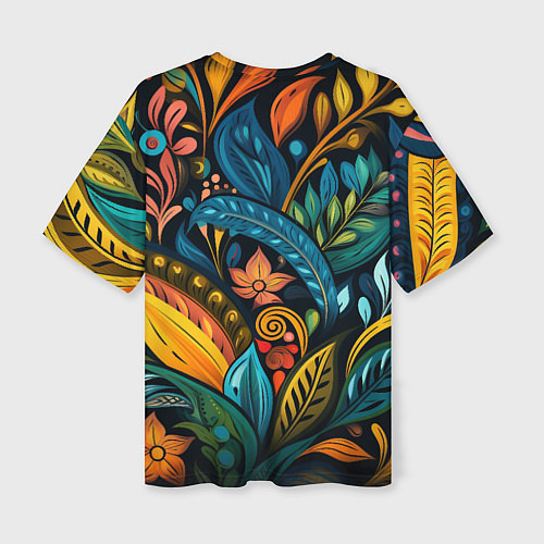 Женская футболка оверсайз Растительный узор в бразильском стиле / 3D-принт – фото 2