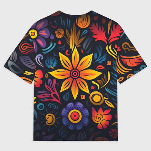 Женская футболка оверсайз Растительный узор в латино-американском стиле / 3D-принт – фото 2