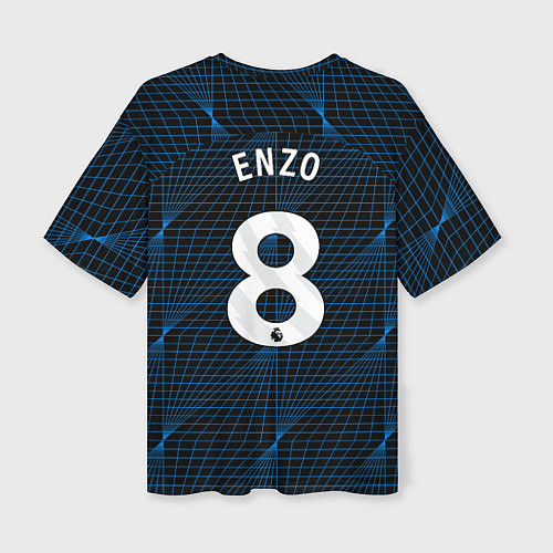 Женская футболка оверсайз Энцо Фернандес форма Челси 23-24 гостевая / 3D-принт – фото 2