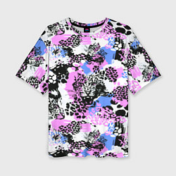 Женская футболка оверсайз Multicolored wild cats