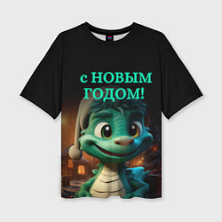 Футболка оверсайз женская 2024 год зеленого дракона, цвет: 3D-принт