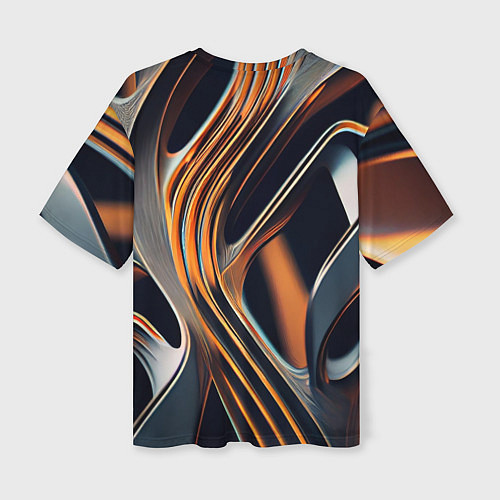 Женская футболка оверсайз Слияние красок оранжевого и чёрного абстракция / 3D-принт – фото 2