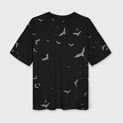Женская футболка оверсайз Летучие мыши на черном небе / 3D-принт – фото 2