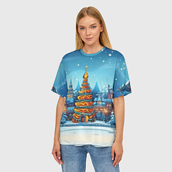 Футболка оверсайз женская Новогоднее настроение елочка, цвет: 3D-принт — фото 2