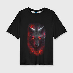 Женская футболка оверсайз Огненный волк