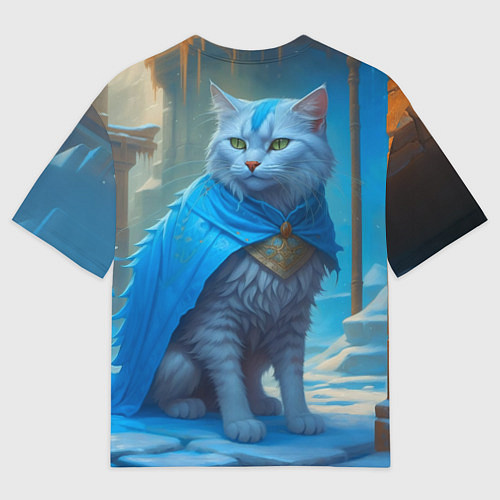 Женская футболка оверсайз Снежный кот / 3D-принт – фото 2