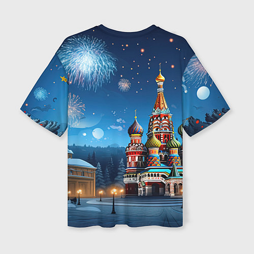 Женская футболка оверсайз Москва новогодняя / 3D-принт – фото 2