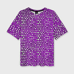 Женская футболка оверсайз Белые пузырьки на фиолетовом фоне