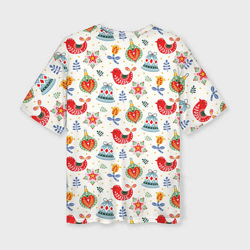 Женская футболка оверсайз Рождественские узоры / 3D-принт – фото 2
