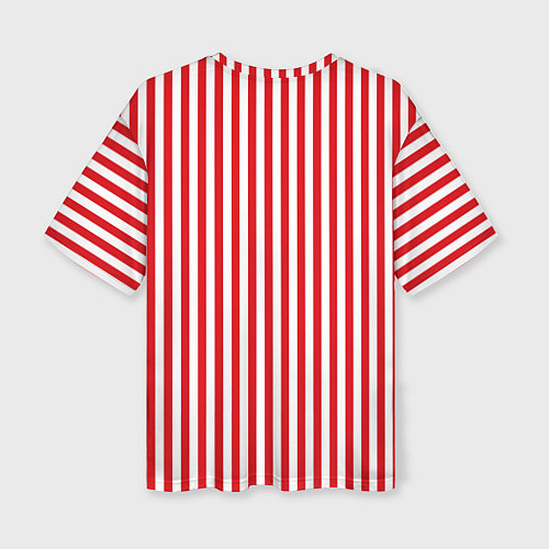 Женская футболка оверсайз Красная полоса / 3D-принт – фото 2