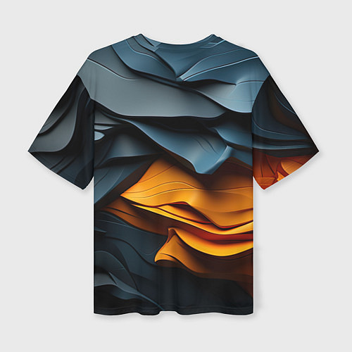 Женская футболка оверсайз Темная текстура с желтой вставкой / 3D-принт – фото 2