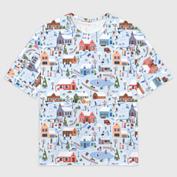 Женская футболка оверсайз Зимние зарисовки