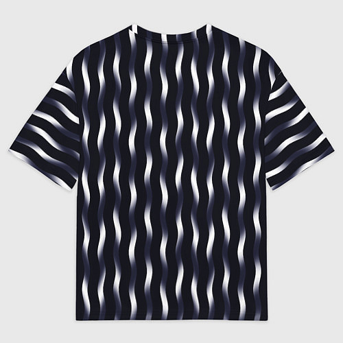 Женская футболка оверсайз Переливающиеся полосы чёрно-фиолетовый / 3D-принт – фото 2