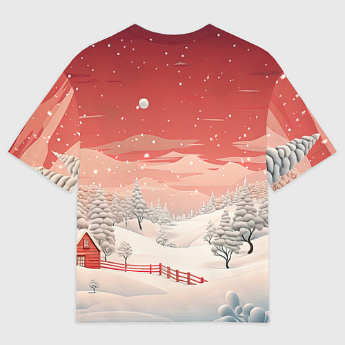 Женская футболка оверсайз Завораживающий зимний пейзаж / 3D-принт – фото 2