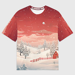Женская футболка оверсайз Завораживающий зимний пейзаж