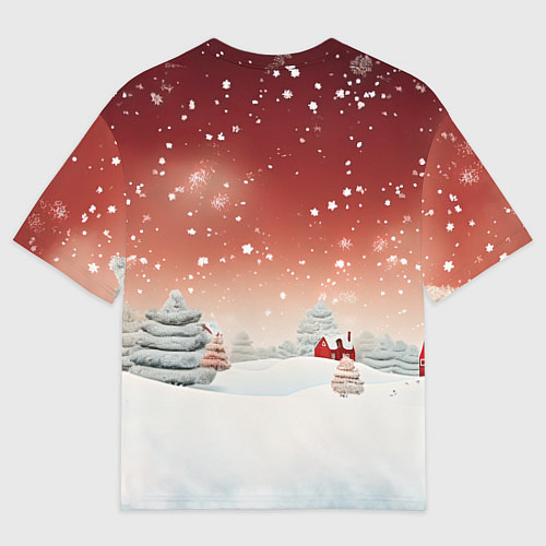 Женская футболка оверсайз Огни рождественского города / 3D-принт – фото 2