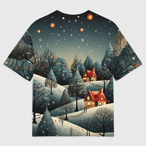 Женская футболка оверсайз Зимние развлечения на природе / 3D-принт – фото 2