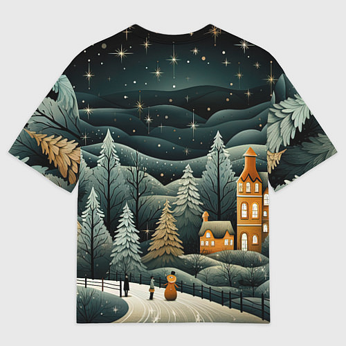 Женская футболка оверсайз Зима в городе ожидание праздника / 3D-принт – фото 2