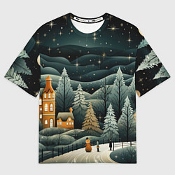 Женская футболка оверсайз Зима в городе ожидание праздника