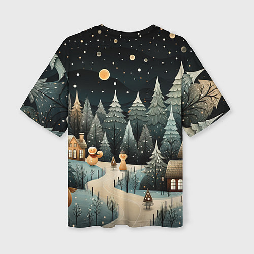 Женская футболка оверсайз Волшебная ночь в деревне / 3D-принт – фото 2