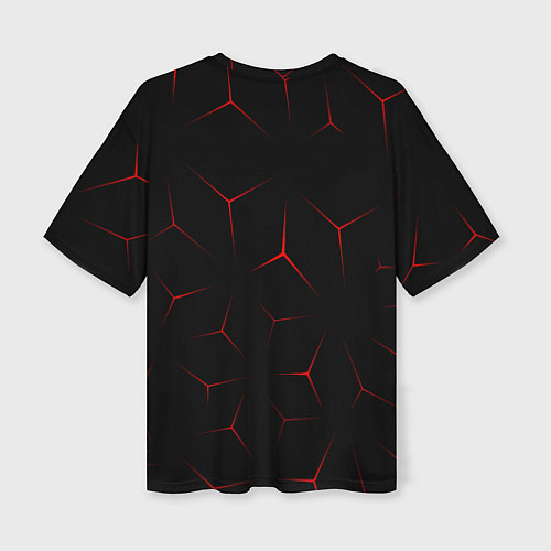 Женская футболка оверсайз Красный кибер узор / 3D-принт – фото 2