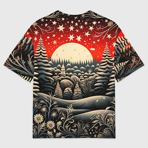 Женская футболка оверсайз Новогодняя сказка зимний рисунок / 3D-принт – фото 2