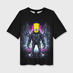 Женская футболка оверсайз Cool Bart Simpson - cyberpunk - ai art