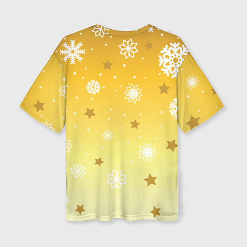 Женская футболка оверсайз Снежинки и звезды на желтом / 3D-принт – фото 2