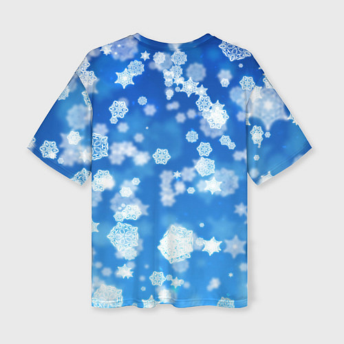 Женская футболка оверсайз Декоративные снежинки на синем / 3D-принт – фото 2