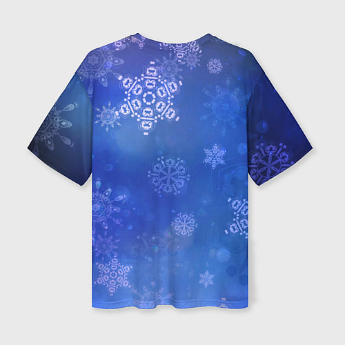Женская футболка оверсайз Декоративные снежинки на фиолетовом / 3D-принт – фото 2