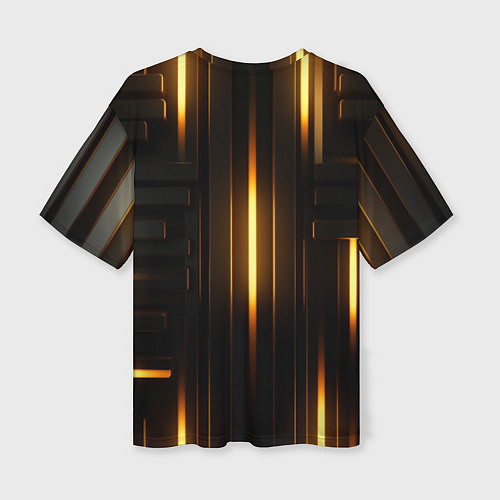 Женская футболка оверсайз Неоновый узор черное золото стене / 3D-принт – фото 2