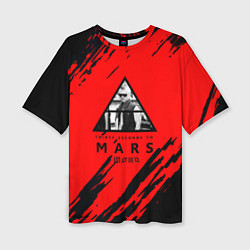 Женская футболка оверсайз 30 Second to mars краски абстрактные