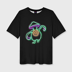 Женская футболка оверсайз Неоновый танцующий гриб