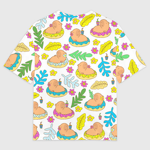 Женская футболка оверсайз Капибары на отдыхе / 3D-принт – фото 2